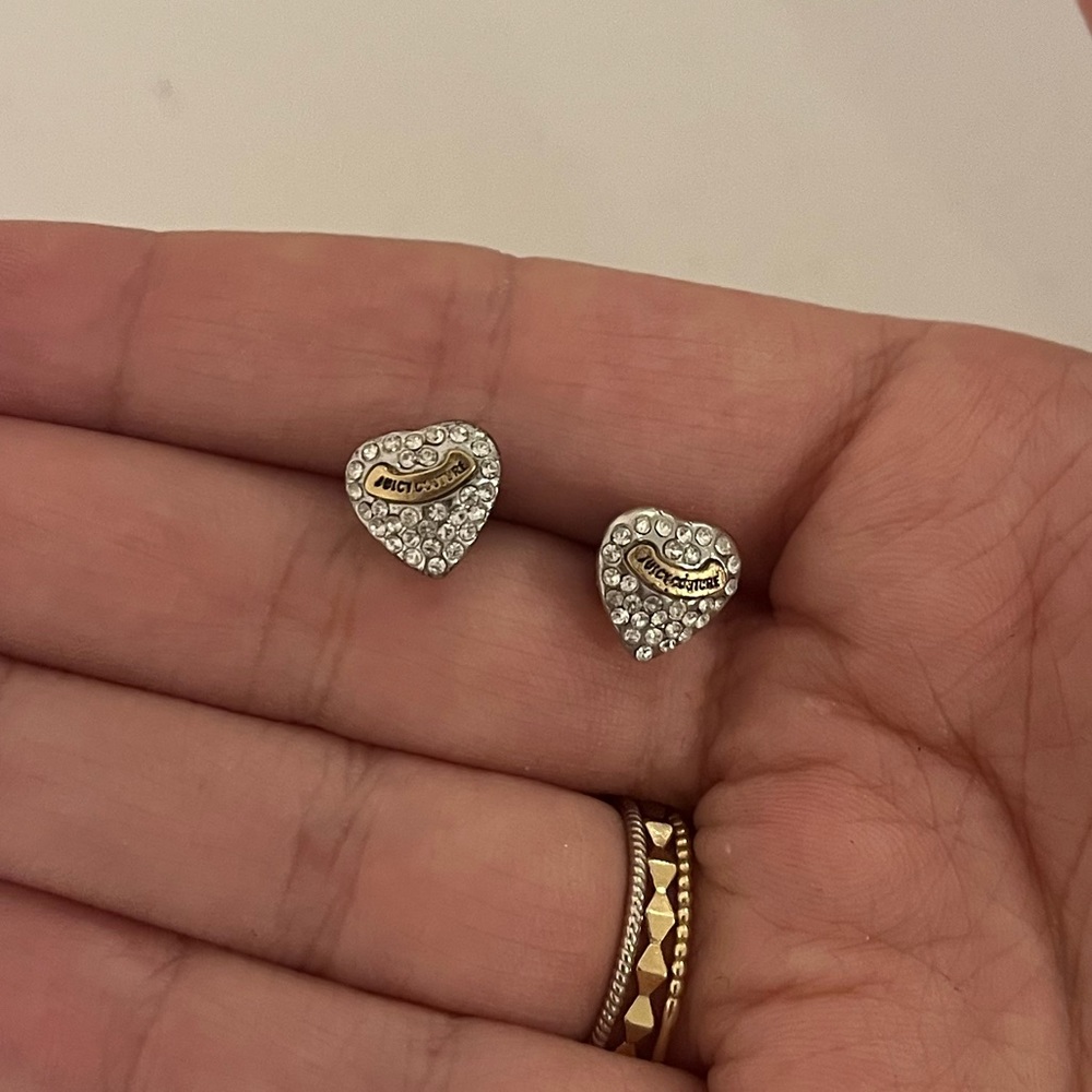 Juicy Couture Y2K Rhinestone Heart Earrings